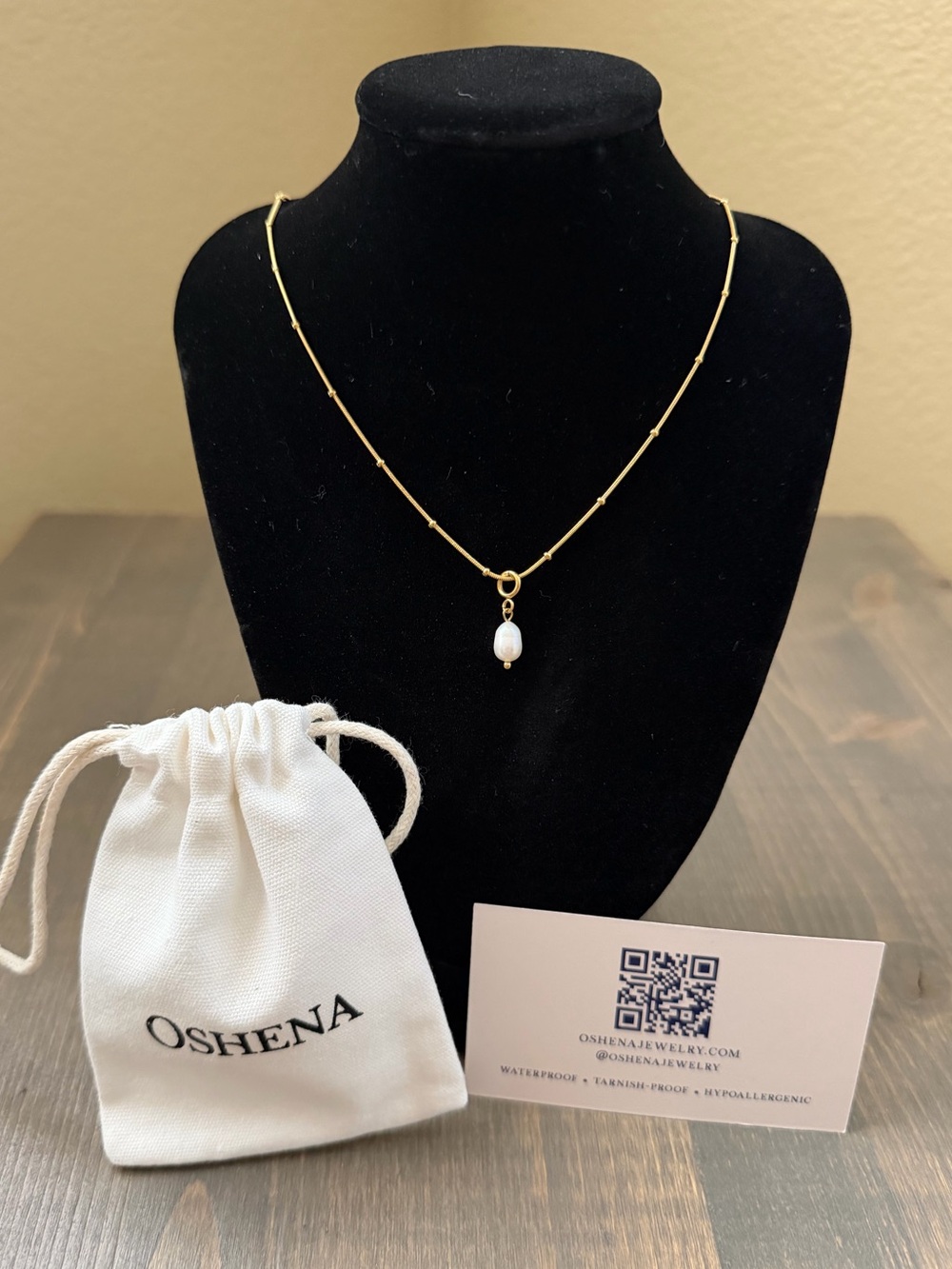Oshena Genuine Freshwater Pearl Gold Necklace 16-18”